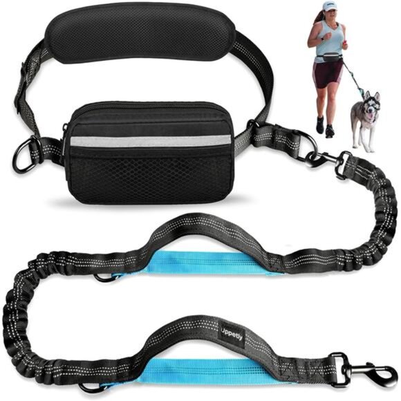 Hands Free Dog Running Leash with Zipper Pouch, Dual Handle, Elastic Bungees - Picture 1 of 7